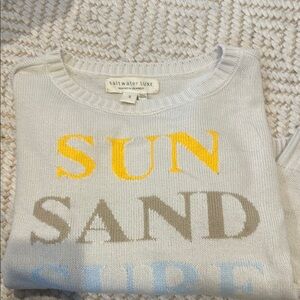 Saltwater Luxe Sweater with Sun Sand Surf Print